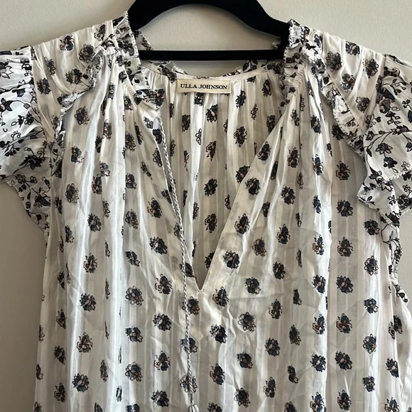 Ulla Johnson Printed Benita Midi Dress in White size 6 - Picture 3 of 4